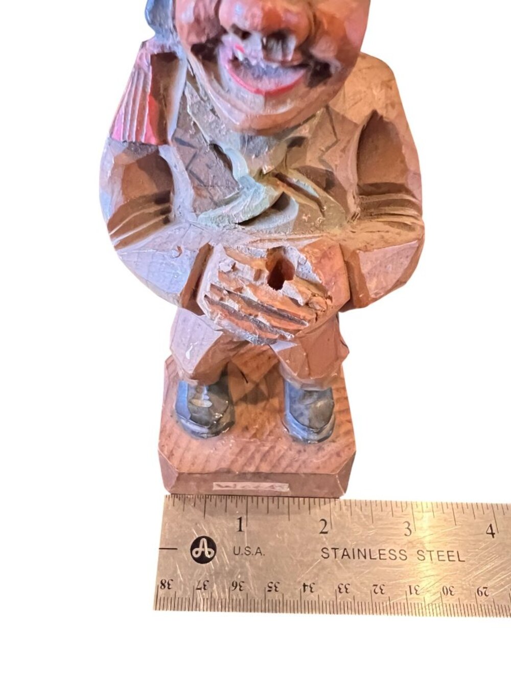 Hand Carved Vintage Wood Figurine Folk Art 5.5" T Art Sculpture Gift Collectible - Picture 9 of 10